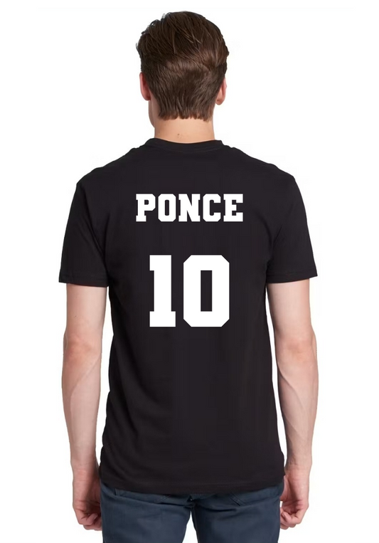 Men's tee front and custom back
